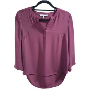 Daniel Rainn Split Neck Dusty Rose- Burgundy Blouse Womens XSP